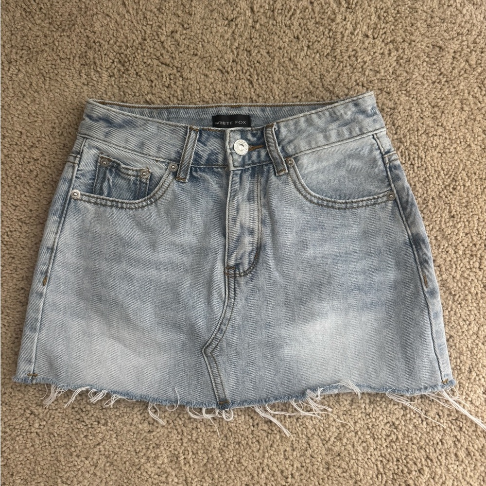 White Fox Boutique Light Blue Denim Mini Skirt